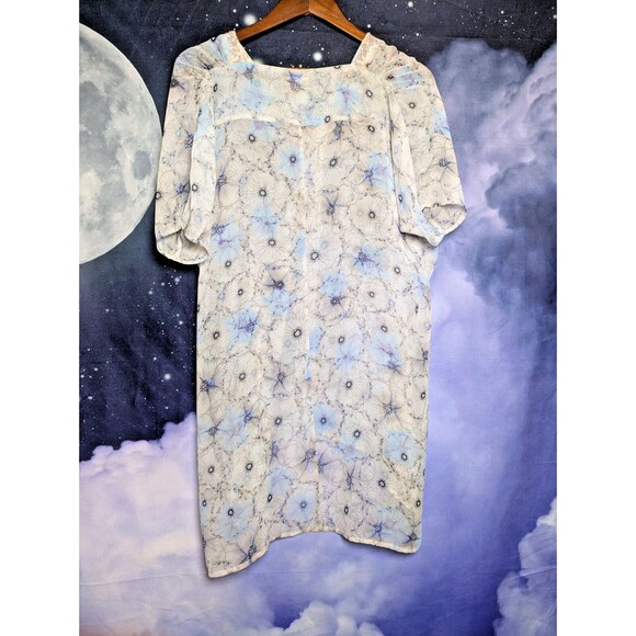 One September Blue Sequin Trim Tunic Top Size XS Festival Artistic Boho Flowy - Picture 7 of 9